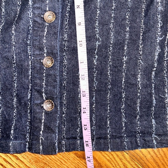 NEW Armani Emporio Armani Pinstripe Denim Mini Skirt button down size 40 NWOT - Picture 8 of 9